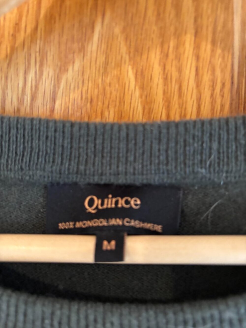 QUINCE 100% MONGOLIAN CASHMERE MOSS GREEN SWEATER CREW NECK MEDIUM - Picture 2 of 2